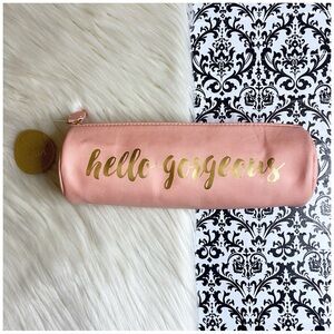 NWT Eccolo : ‘Hello Gorgeous’ circle cosmetic beauty makeup travel pouch bag